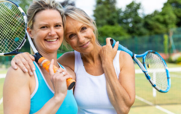 Mature Women Playing Tennis